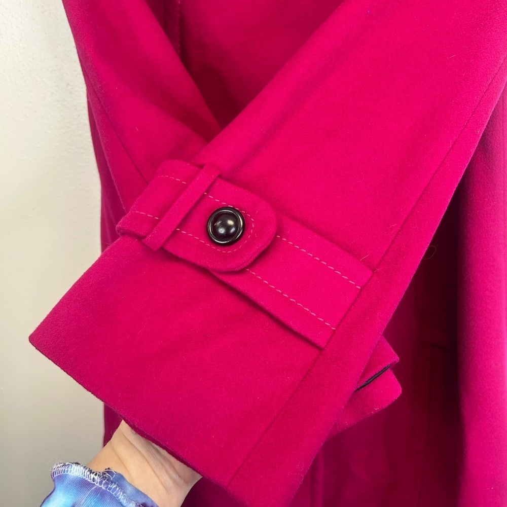 Fushia Parka Coat Fine Australian Lambswool Size 8 Fall Winter Outdoors Retro - Picture 10 of 16